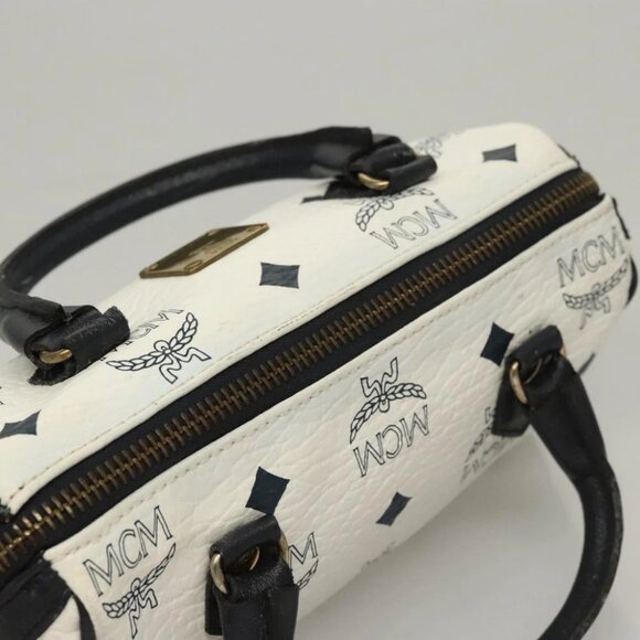 MCM Vicetos Logogram Hand Bag PVC Leather 2way White - Picture 4 of 16